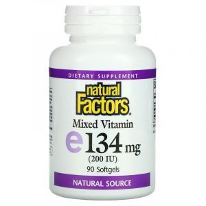 Витамин Е, Vitamin E, Natural Factors, 200 МЕ, 90 капсул