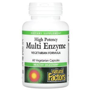 Мульти Энзимы, High Potency Multi Enzyme, Natural Factors, 60 вегетарианских капсул
