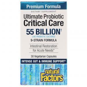 Пробиотики, Ultimate Probiotic, Critical Care, Natural Factors, 55 млрд. КОЕ, 30 капсул