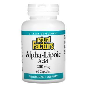 Альфа-липоевая кислота, Alpha-Lipoic Acid, Natural Factors, 200 мг, 60 капсул
