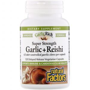 Чеснок + рейши, Super Strength Garlic + Reishi, Natural Factors, 120 капсул