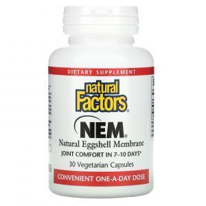Мембрана из яичной скорлупы, NEM, Eggshell Membrane, Natural Factors, натуральная, 30 вегетарианских капсул