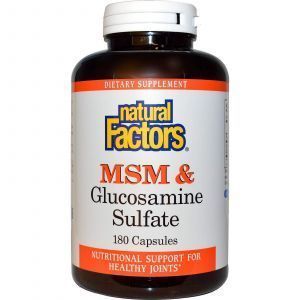 MSM и глюкозамин сульфат, Natural Factors, 180 капсул