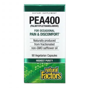 ПЕА (пальмітоілетаноламід), PEA, Natural Factors, 400 мг, 90 капсул