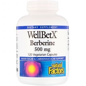 Берберин, Berberine, Natural Factors, 500 мг, 120 кап.