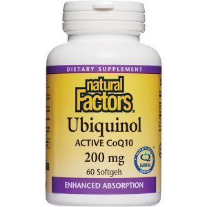 Убихинол, Ubiquinol, Natural Factors, 200 мг, 60 гелевых капсул