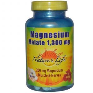 Магния малат, Nature's Life, 1300мг, 100 таблет