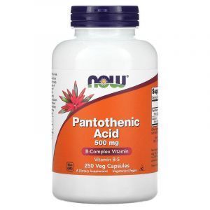 Пантотеновая кислота, Pantothenic Acid, Now Foods, 500 мг, 250 вегетарианских капсул