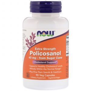 Поликозанол, Policosanol, Now Foods, 40 мг, 90 капсул