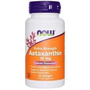 Астаксантин, (Extra Strength Astaxanthin), Now Foods, 10 мг, 60 капсул 