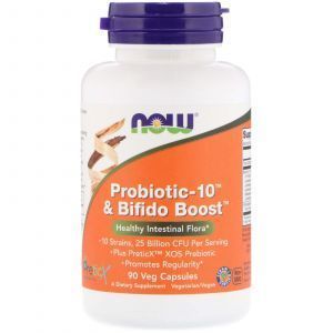 Пробиотик-10, Probiotic-10 & Bifido Boost, Now Foods, 25 млрд КОЕ, 90 кап.