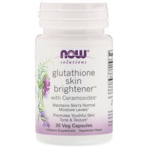 Осветляющее средство для кожи с глутатионом, Glutathione Skin Brightener, Now Foods, 30 капсул