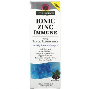 Ионный цинк с черной бузиной для иммунитета, Ionic Zinc Immune with Black Elderberry, Nature's Answer, 120 мл