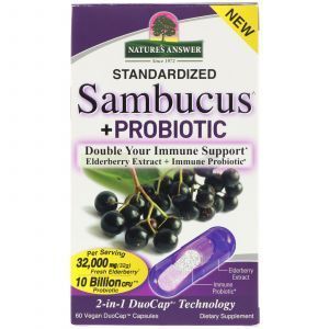 Бузина + пробиотик, Sambucus + Probiotic, Nature's Answer, 60 капсул