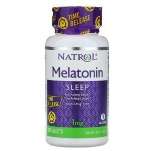 Мелатонин, Melatonin, Natrol, замедленного высвобождения, 1 мг, 90 таблеток	