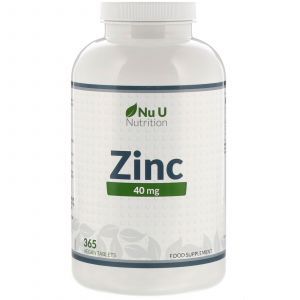 Цинк, Zinc, Nu U Nutrition, 40 мг, 365 веганских таблеток