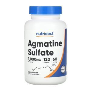Агматинсульфат, Agmatine Sulfate, Nutricost, 1000 мг, 120 капсул (500 мг на 1 капсулу)