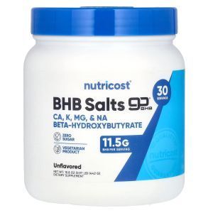 Калиевые кетоновые соли BHB, Salts goBHB, Nutricost, смесь с кальцием, натрием и магнием, без добавок, 442 г