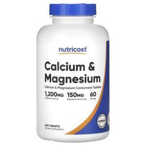 Кальций и магний, Calcium & Magnesium, Nutricost, 240 таблеток