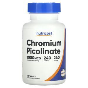 Хром пиколинат, Chromium Picolinate, Nutricost, 1000 мкг, 240 таблеток