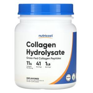 Коллаген гидролизат, Collagen Hydrolysate, Nutricost, без добавок, 454 г