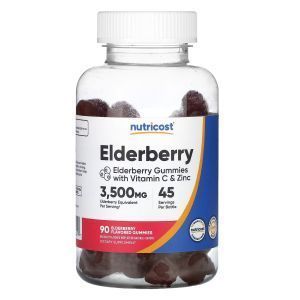 Бузина, Elderberry, Nutricost, 90 жевательных мармеладок со вкусом бузины