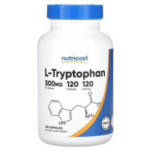 Триптофан, L-Tryptophan, Nutricost, 500 мг, 120 капсул