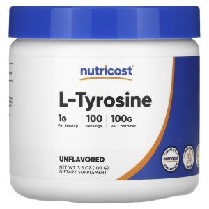 L- тирозин, L-Tyrosine, Nutricost, без добавок, 100 г 