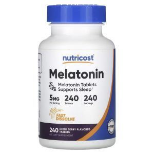 Мелатонін, Melatonin, Nutricost, ягідне асорті, 5 мг, 240 таблеток