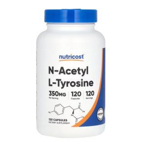 N-ацетил L-тирозин, N-Acetyl L-Tyrosine, Nutricost, 350 мг, 120 капсул
