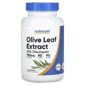 Листя оливи, Olive Leaf Extract, Nutricost, екстракт, 750 мг, 90 капсул