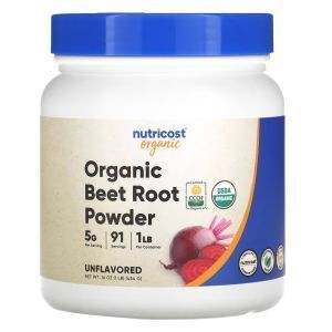 Свекла органическая, Organic Beet Root Powder, Nutricost, без добавок, 454 г