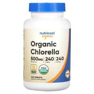 Хлорелла, Organic Chlorella, Nutricost, органическая, 500 мг, 240 таблеток