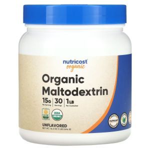 Мальтодекстрин органический, Organic Maltodextrin, Nutricost, без добавок, 454 г