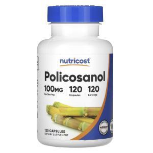 Поликозанол, Policosanol, Nutricost, 100 мг, 120 капсул