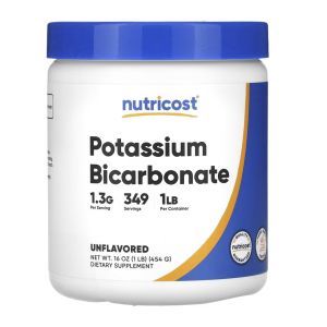 Бікарбонат калію, Potassium Bicarbonate, Nutricost, без добавок, 454 г