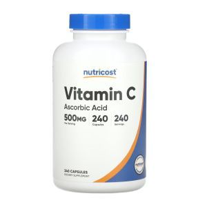 Витамин С, Vitamin C, Nutricost, 500 мг, 240 капсул