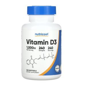 Вітамін Д3, Vitamin D3, Nutricost, 1000 МО, 240 м'яких таблеток
