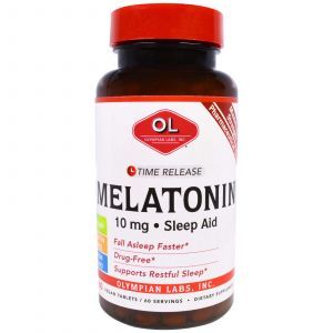 Мелатонин, Melatonin, Time Release, Olympian Labs Inc., 10 мг, 60 таб.