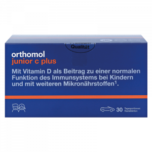 Укрепление иммунитета для детей, Junior C plus, Orthomol, вкус апельсина, 30 дней (90 жевательных таблеток)