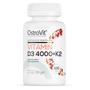Витамин D3 + K2, Vitamin D3 4000 IU + K2, OstroVit, 4000 МЕ, 100 таблеток
