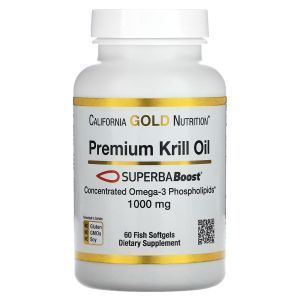 Масло криля, Premium Krill Oil with SUPERBABoost, California Gold Nutrition, 1,000 мг, 60 капсул