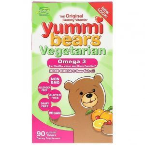 Омега-3 для детей с семенами чиа (без рыбы), Yummi Bears, Hero Nutritional, фруктовый вкус, 90 штук 