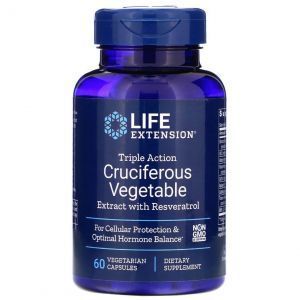 Растительный экстракт с ресвератролом, Cruciferous Vegetable, Life Extension, 60 капсул 