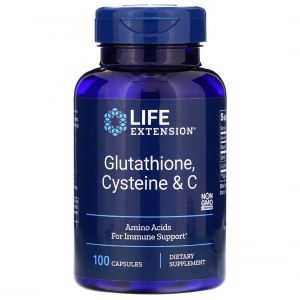 Глутатион, цистеин и витамин С, Glutathione, Cysteine & C, Life Extension, 100 капcek 
