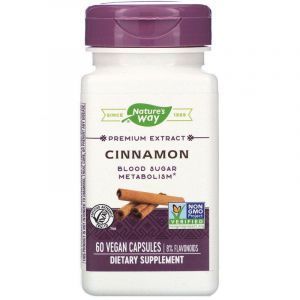 Экстракт корицы, Cinnamon, Nature's Way, стандартизированный, 60 кап