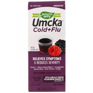 Сироп от простуды и гриппа, Umcka Cold+Flu, Nature's Way, вкус ягод, 120 мл