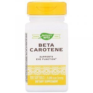  Бета каротин, Beta Carotene, Nature s Way, 25 000 МЕ, 100 капсул
