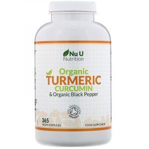 Куркумин с черным перцем, Curcumin & Organic Black Pepper, Nu U Nutrition, 365 веганских капсул