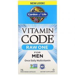 Сырые витамины для мужчин, Raw Multi-Vitamin, Garden of Life, Vitamin Code, 1 в день, 75 капсул